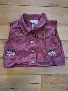 Girls' Size 24m Little Lass Dusty Rose Embroidered Denim Vest